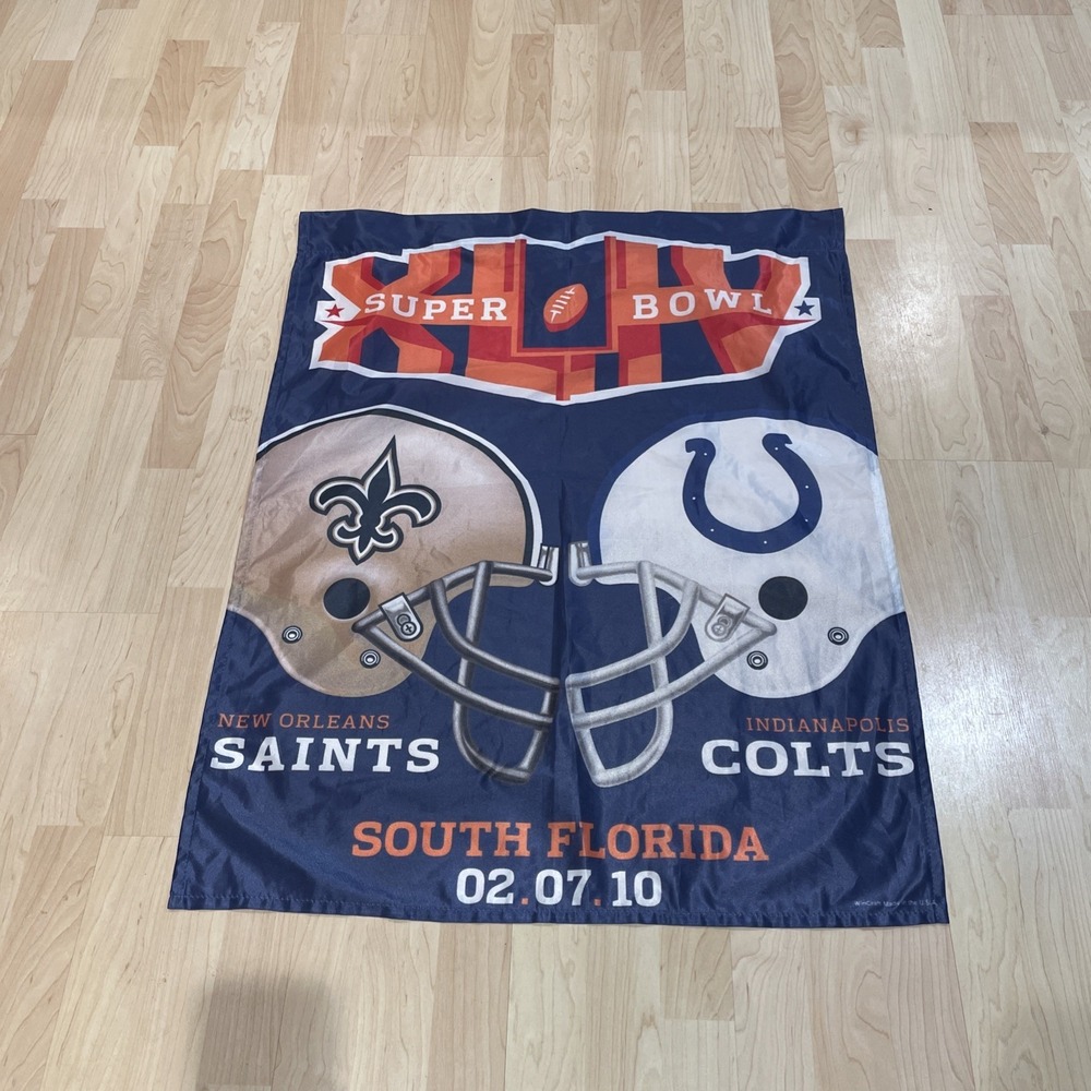 Super Bowl  XLIV Saints Vs Colts VERTICAL FLAG 34 X28 Winmark